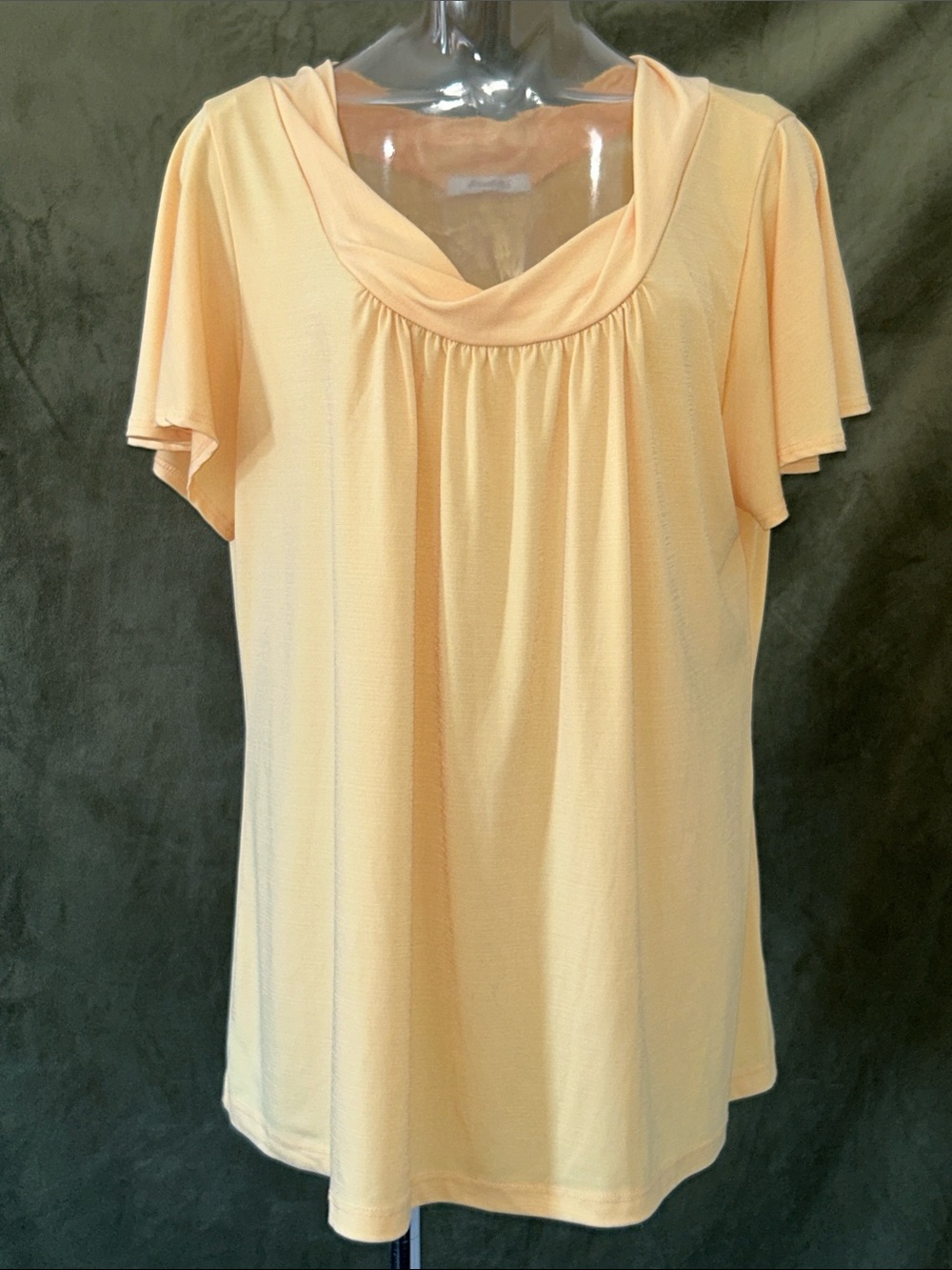 Dress Barn Yellow Short Flutter Sleeve Scoop Neck Top